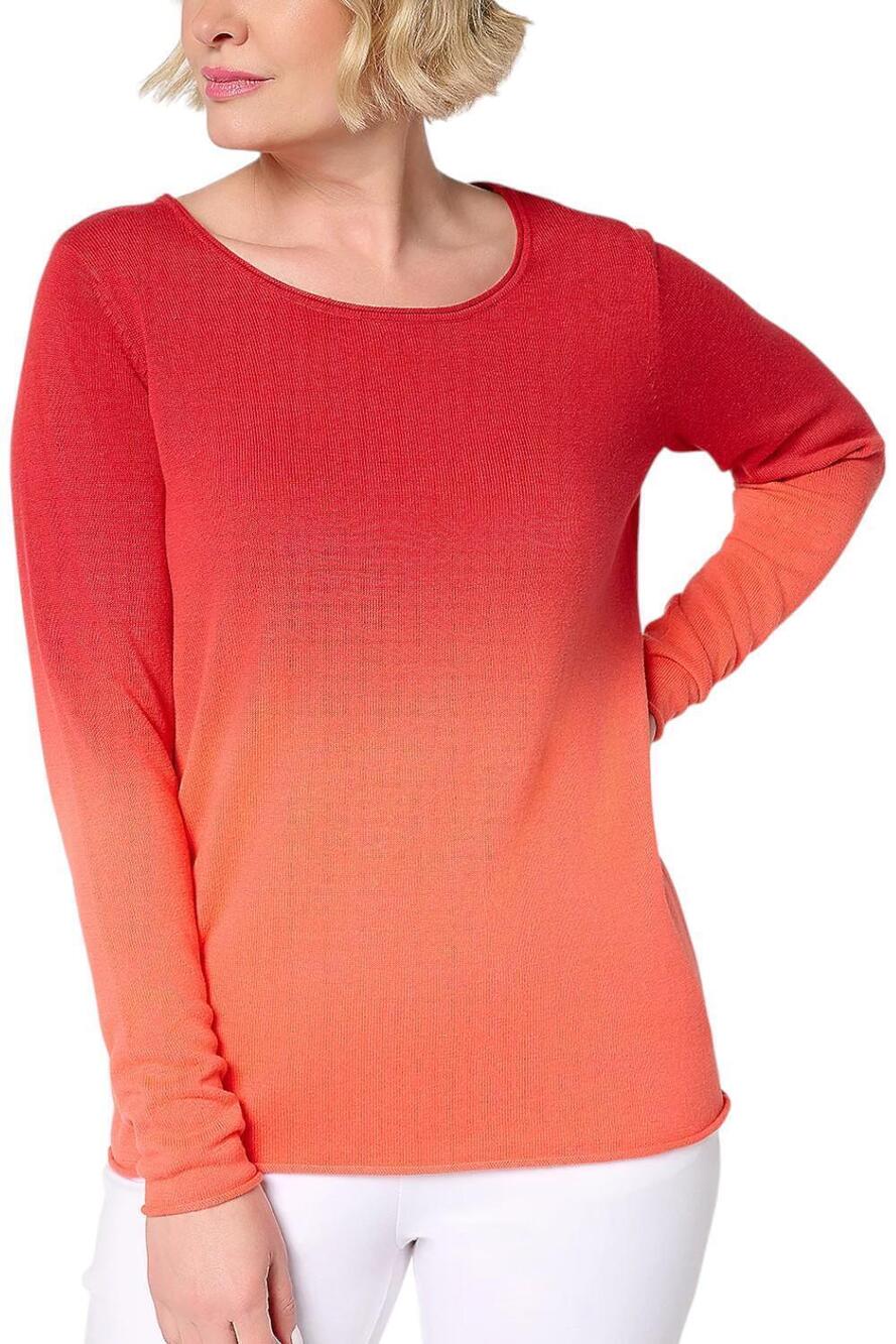 Attitudes by Renee 100% Cotton Printed Ombre Sweater Rio Red - Regular